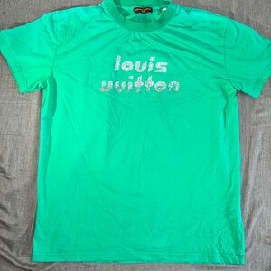 Louis Vuitton Embellished Green Short Sleeve Tee